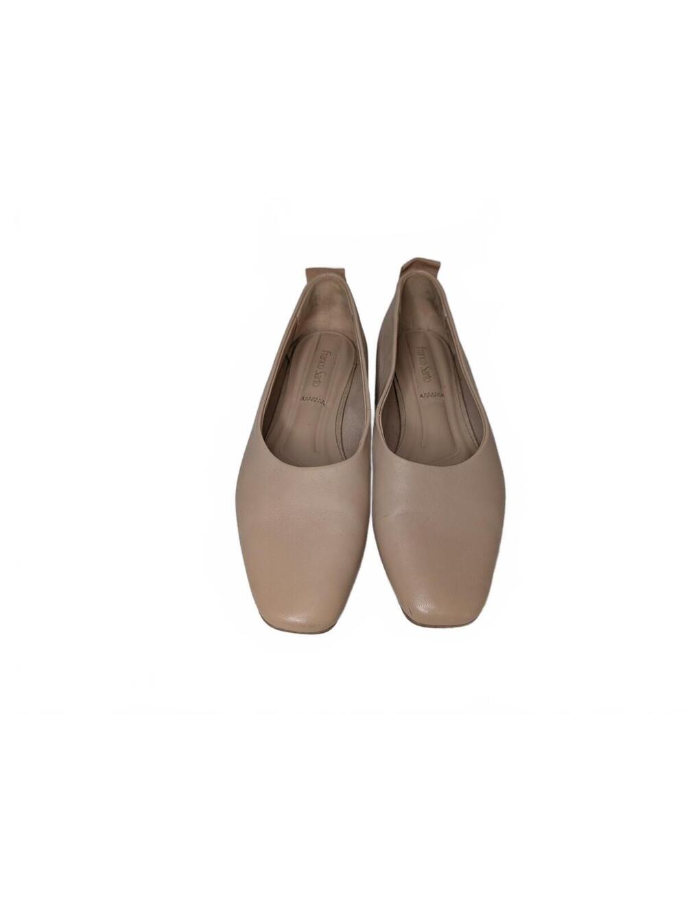 Franco Sarto Women's Beige Leather Square Toe Flats Size 6.5